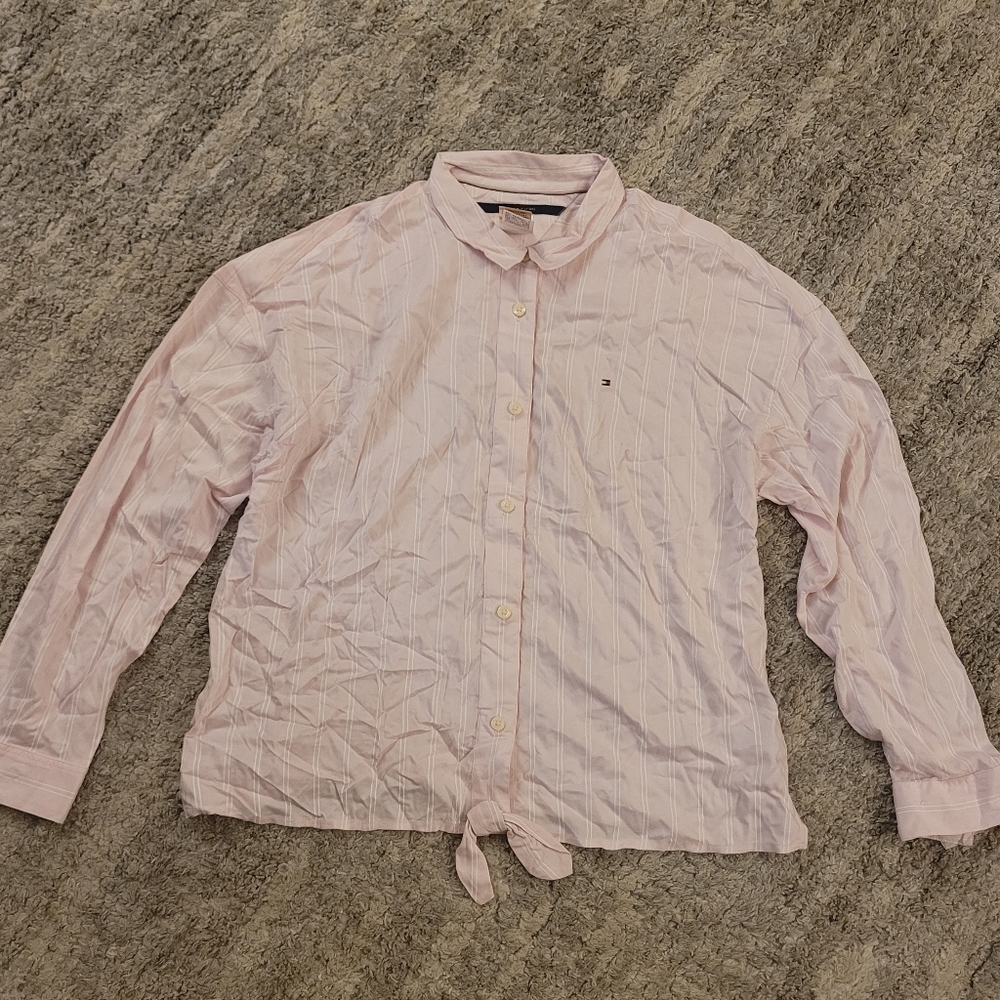 TOMMY HILFIGER Pink Button-Up Shirt with Logo